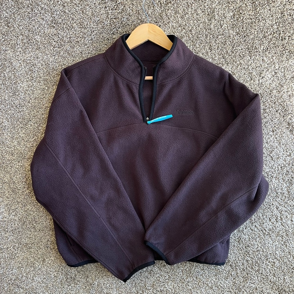 Lululemon Tumbled Fleece Half-Zip- Brown/ Black/ Blue Zip